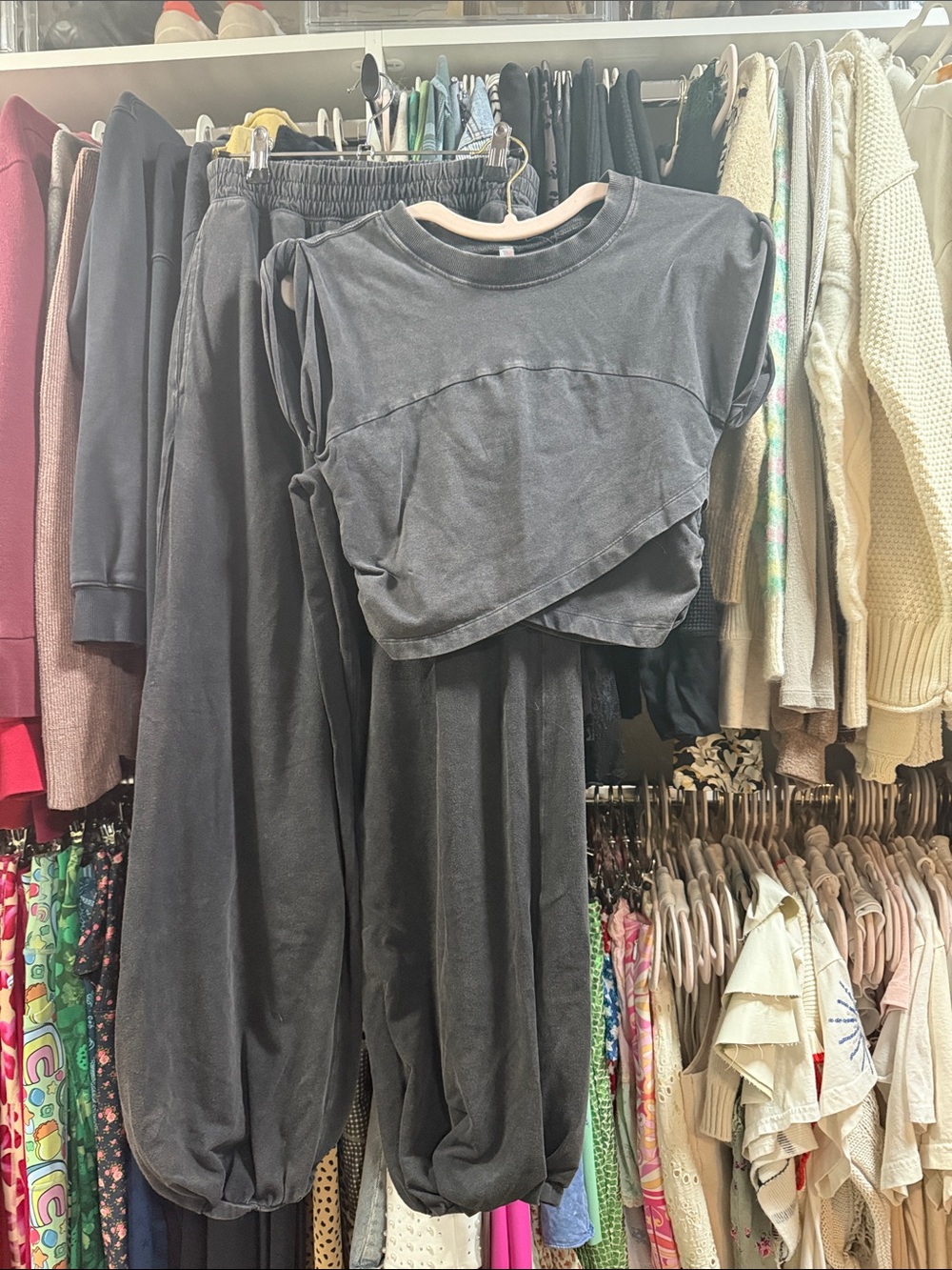FP Movement by Free People Black Track Joggers Set